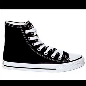 New Womens High Top Canvas Sneakers Black Size 7.5